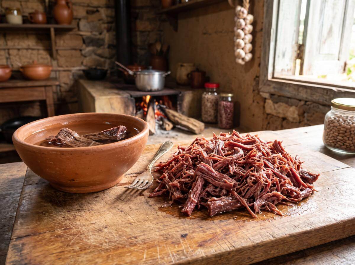 Charque dessalgado e desfiado