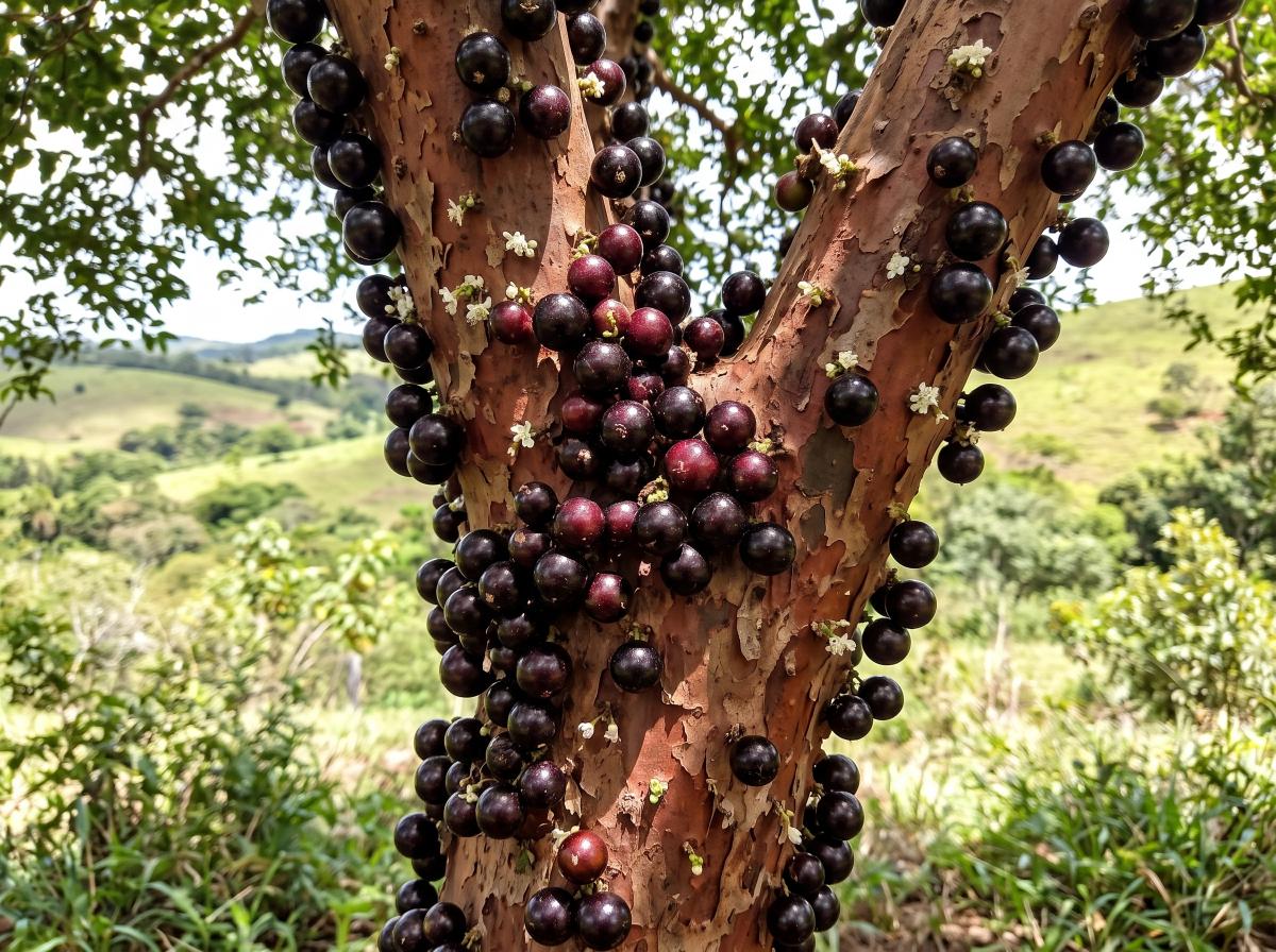Jabuticabas frescas recém colhidas