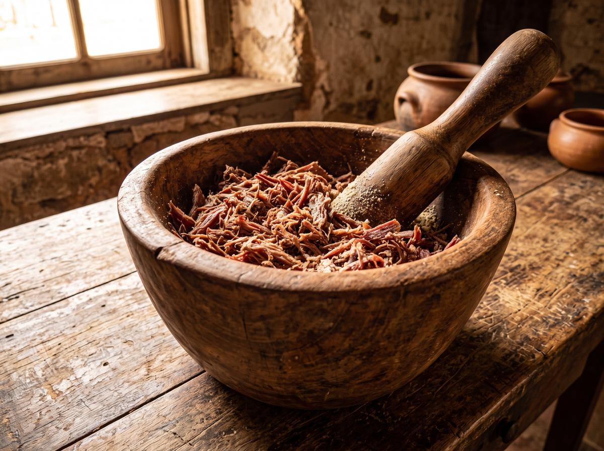 Pilão de madeira tradicional